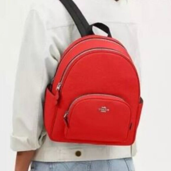 COACH Miami Red Court Pebbled Leather Backpack main image 9